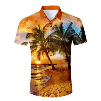 OEM / ODM قمصان الصيف بيتش مطبوعة قميص هاواي